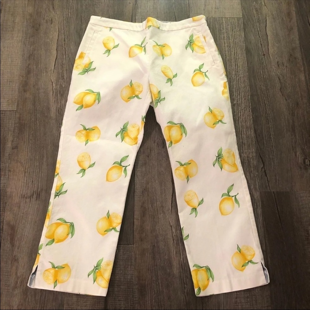 Tommy Hilfiger Lemon Print Cropped Pants Size 10